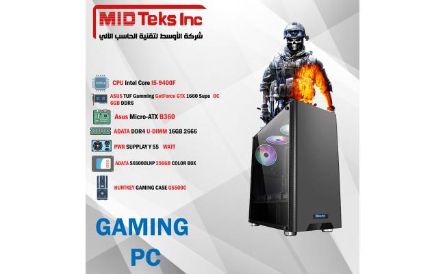 Gaming Desktop (MID-21), CPU INTEL I5-9400F, DDR4 /16GB ,SSD 256GB , GTX 1660 ,ASUS MB B360M,Power Supply 550W,HUNTKEY GAMING CASE GS500C